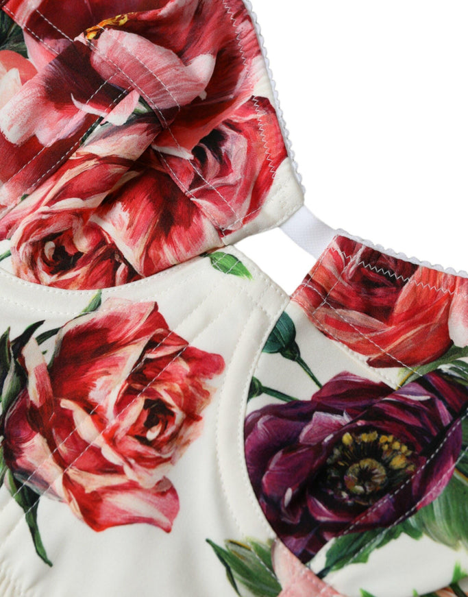 Dolce & Gabbana Floral Silk Blend Bustier Crop Top - Ellie Belle