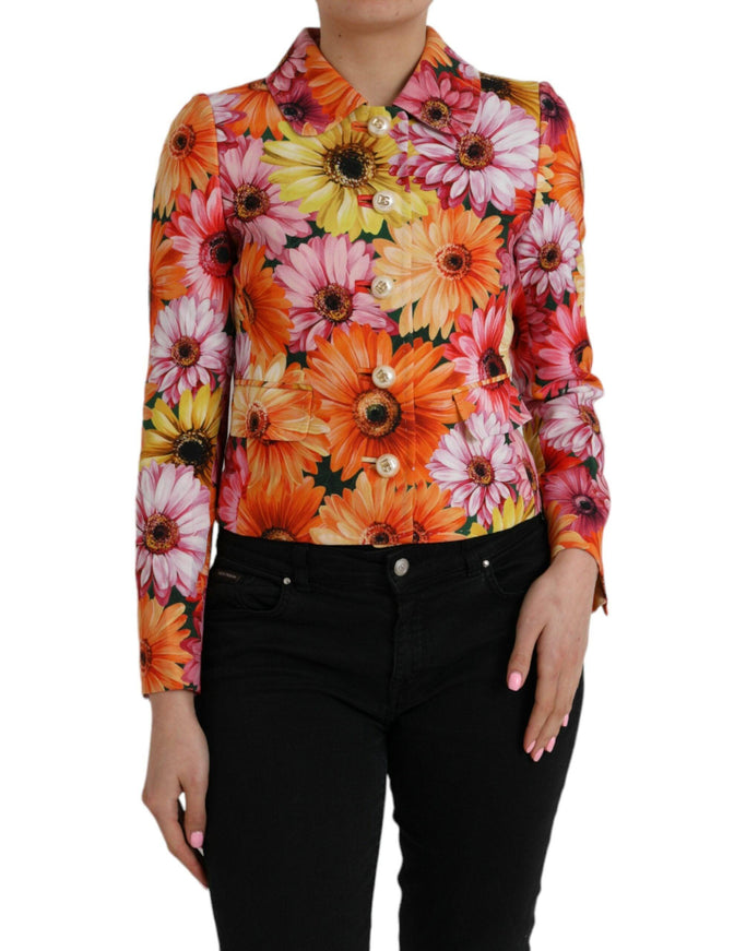 Dolce & Gabbana Gerbera Daisy Jacket With Pearl DG Buttons - Ellie Belle