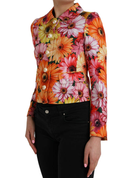 Dolce & Gabbana Gerbera Daisy Jacket With Pearl DG Buttons - Ellie Belle