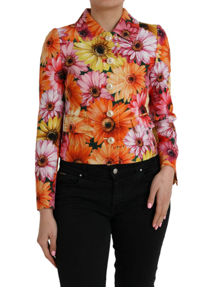 Dolce & Gabbana Gerbera Daisy Jacket With Pearl DG Buttons - Ellie Belle