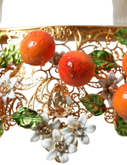 Dolce & Gabbana Gold Brass Crystal Sicily Orange ARANCE Head Tiara Crown - Ellie Belle