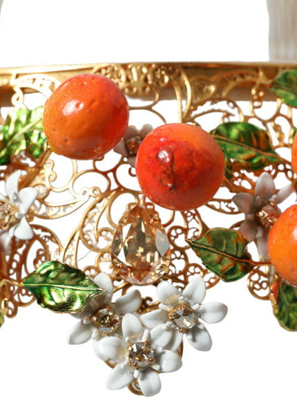 Dolce & Gabbana Gold Brass Crystal Sicily Orange ARANCE Head Tiara Crown - Ellie Belle