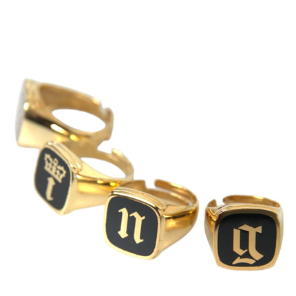 Dolce & Gabbana Gold Brass Enamel Set of 4 Rings - Ellie Belle