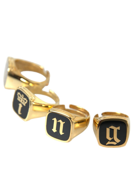 Dolce & Gabbana Gold Brass Enamel Set of 4 Rings - Ellie Belle