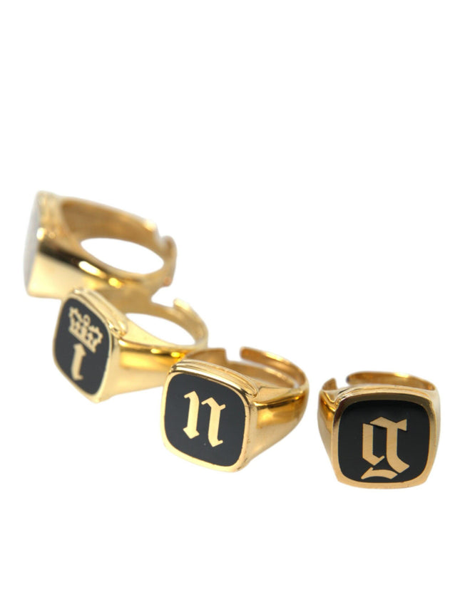Dolce & Gabbana Gold Brass Enamel Set of 4 Rings - Ellie Belle