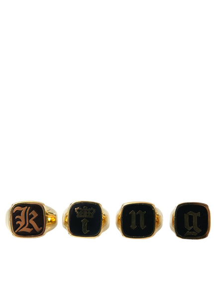 Dolce & Gabbana Gold Brass Enamel Set of 4 Rings - Ellie Belle