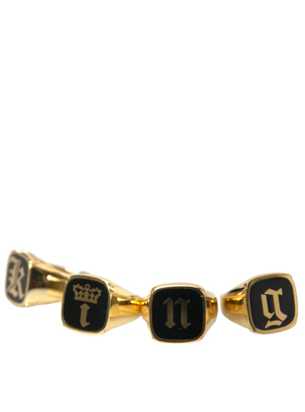 Dolce & Gabbana Gold Brass Enamel Set of 4 Rings - Ellie Belle