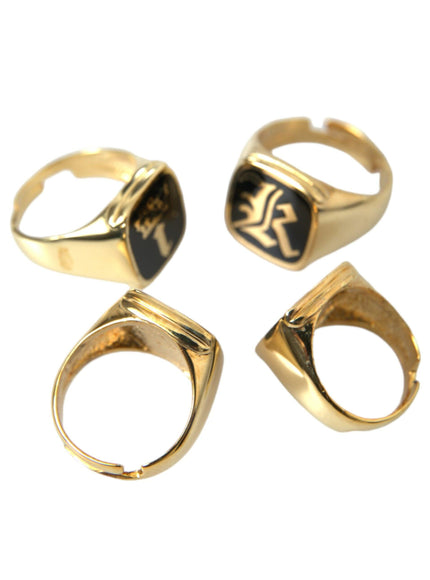 Dolce & Gabbana Gold Brass Enamel Set of 4 Rings - Ellie Belle