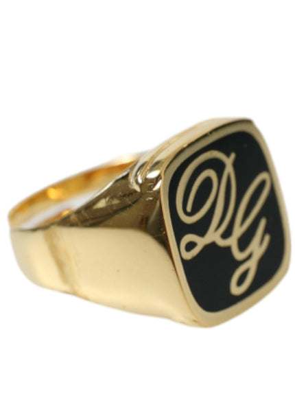 Dolce & Gabbana Gold Plated Logo Engraved Men's Ring - Ellie Belle