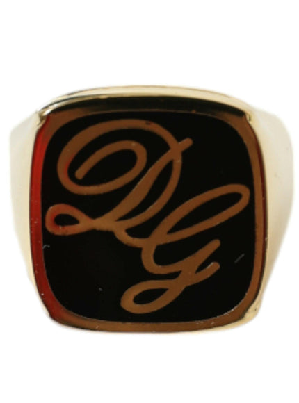 Dolce & Gabbana Gold Plated Logo Engraved Men's Ring - Ellie Belle