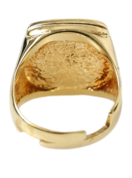 Dolce & Gabbana Gold Plated Logo Engraved Men's Ring - Ellie Belle