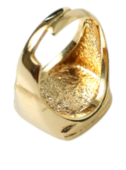 Dolce & Gabbana Gold Plated Logo Engraved Men's Ring - Ellie Belle