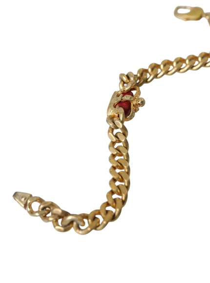 Dolce & Gabbana Gold Tone Brass Crown Charm Curb Chain Bracelet - Ellie Belle