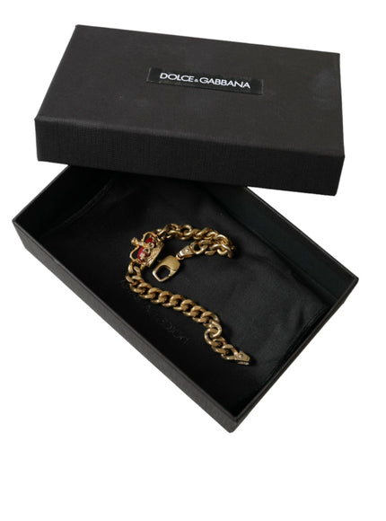 Dolce & Gabbana Gold Tone Brass Crown Charm Curb Chain Bracelet - Ellie Belle