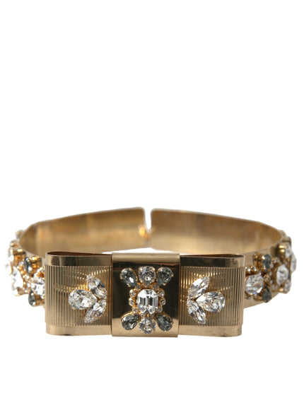 Dolce & Gabbana Gold Tone Brass Crystal Embellished Belt - Ellie Belle