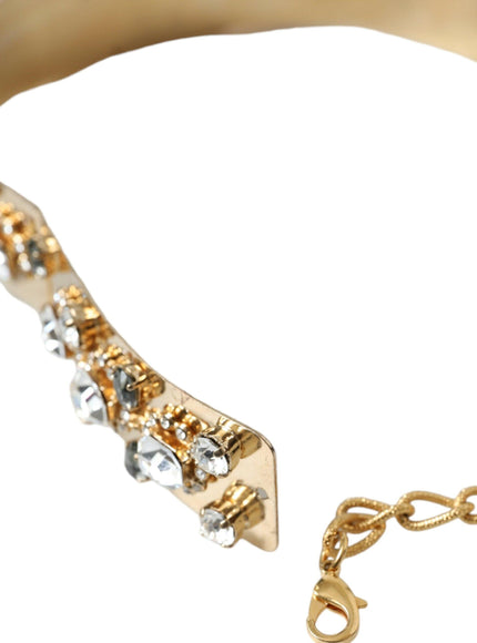 Dolce & Gabbana Gold Tone Brass Crystal Embellished Belt - Ellie Belle