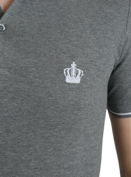 Dolce & Gabbana Gray Collared Short Sleeve Crown T-shirt - Ellie Belle