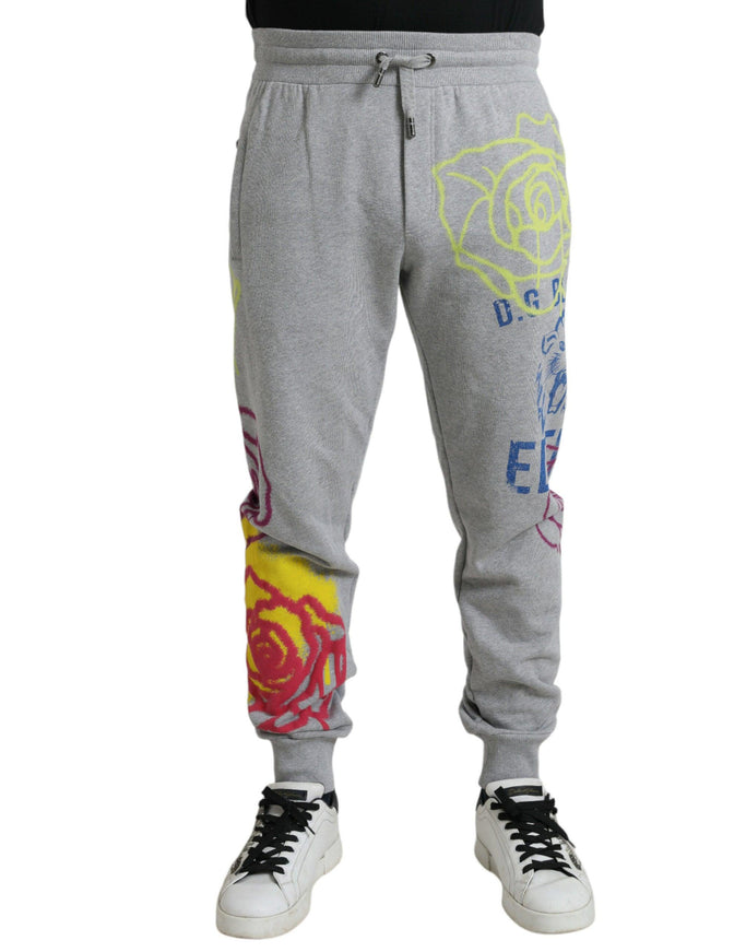 Dolce & Gabbana Gray Cotton Graffiti Sweatpants Jogger Pants - Ellie Belle