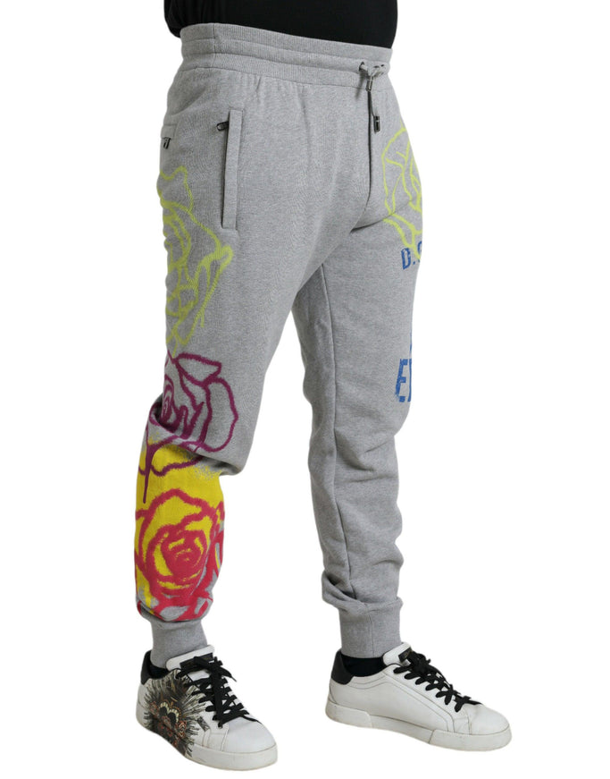 Dolce & Gabbana Gray Cotton Graffiti Sweatpants Jogger Pants - Ellie Belle