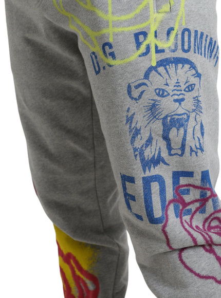 Dolce & Gabbana Gray Cotton Graffiti Sweatpants Jogger Pants - Ellie Belle