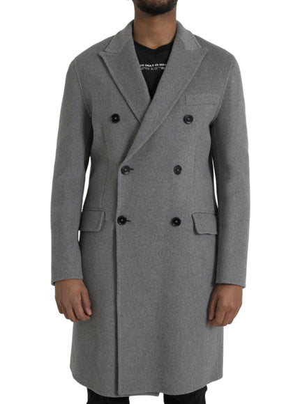 Dolce & Gabbana Gray Double Pockets Cashmere Coat - Ellie Belle