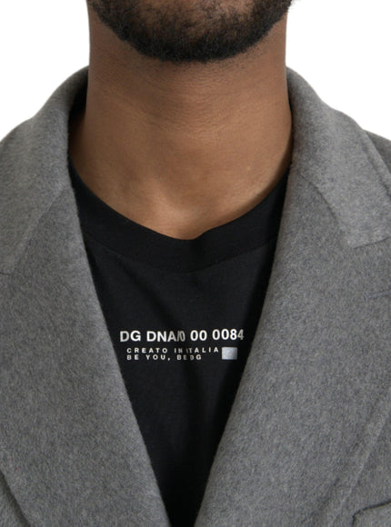 Dolce & Gabbana Gray Double Pockets Cashmere Coat - Ellie Belle