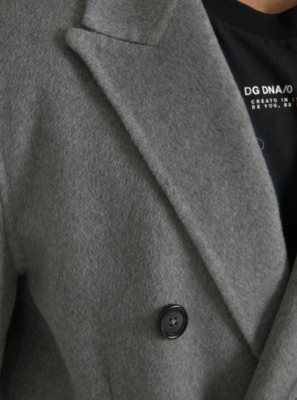 Dolce & Gabbana Gray Double Pockets Cashmere Coat - Ellie Belle