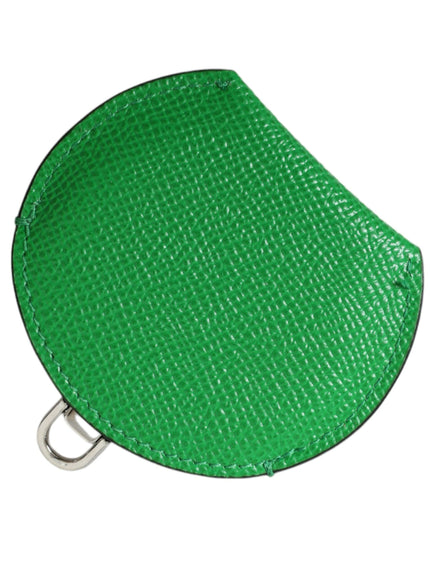 Dolce & Gabbana Green Calfskin Leather Round Logo Hand Mirror Holder - Ellie Belle