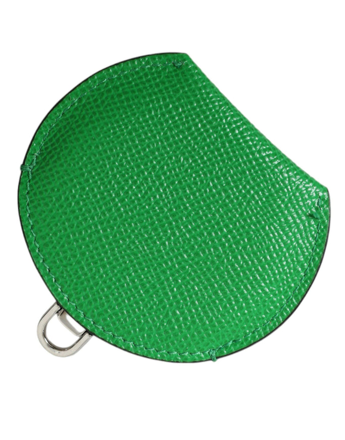 Dolce & Gabbana Green Calfskin Leather Round Logo Hand Mirror Holder - Ellie Belle