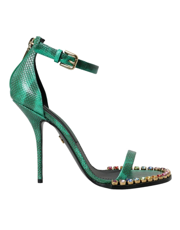 Dolce & Gabbana Green Crystal Bejeweled Sandals - Ellie Belle