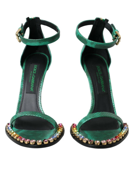 Dolce & Gabbana Green Crystal Bejeweled Sandals - Ellie Belle