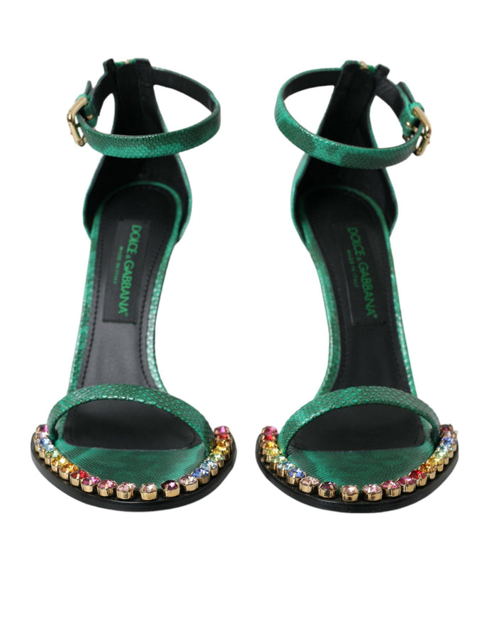 Dolce & Gabbana Green Crystal Bejeweled Sandals - Ellie Belle