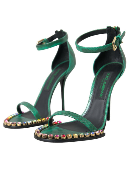 Dolce & Gabbana Green Crystal Bejeweled Sandals - Ellie Belle