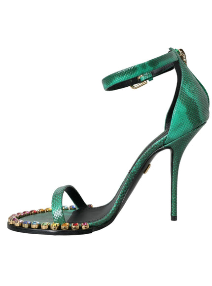 Dolce & Gabbana Green Crystal Bejeweled Sandals - Ellie Belle