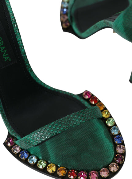 Dolce & Gabbana Green Crystal Bejeweled Sandals - Ellie Belle