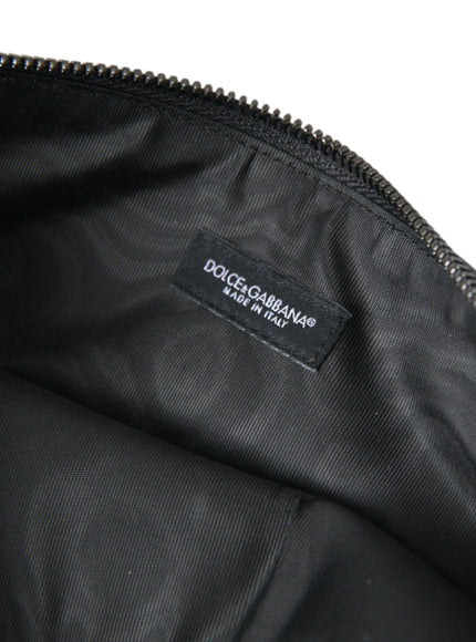 Dolce & Gabbana Green Logo Patch Leopard Leather Clutch Bag - Ellie Belle