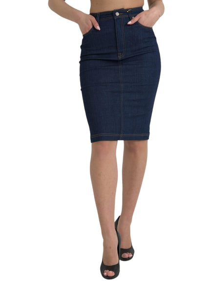 Dolce & Gabbana High-Waist Denim Knee Length Skirt - Ellie Belle