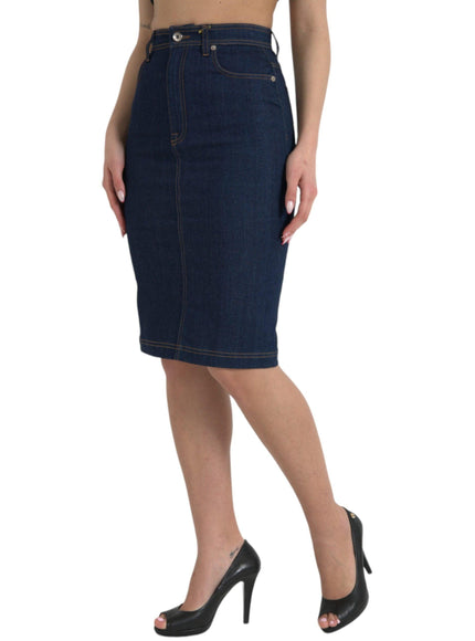 Dolce & Gabbana High-Waist Denim Knee Length Skirt - Ellie Belle