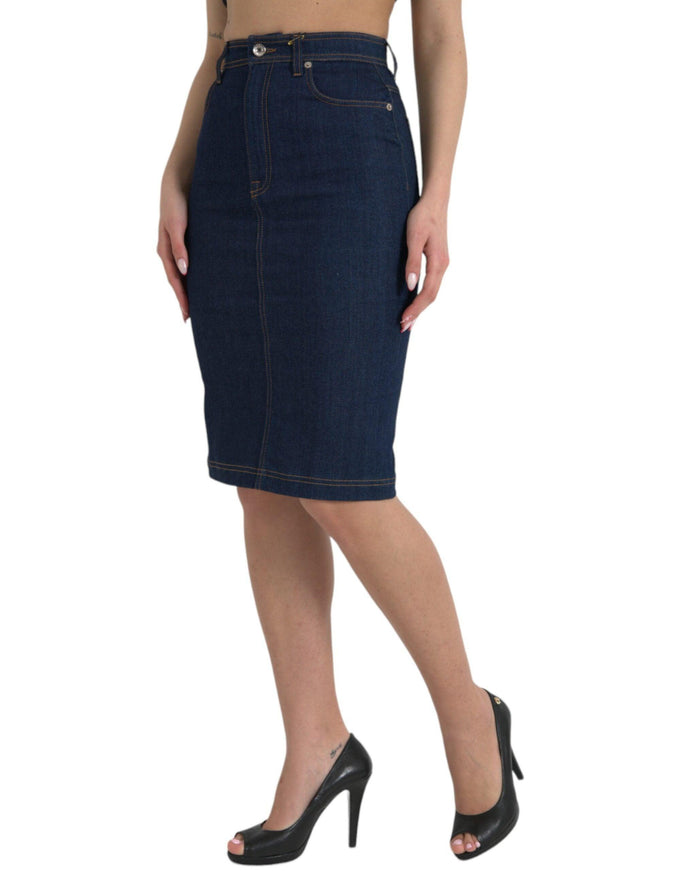 Dolce & Gabbana High-Waist Denim Knee Length Skirt - Ellie Belle