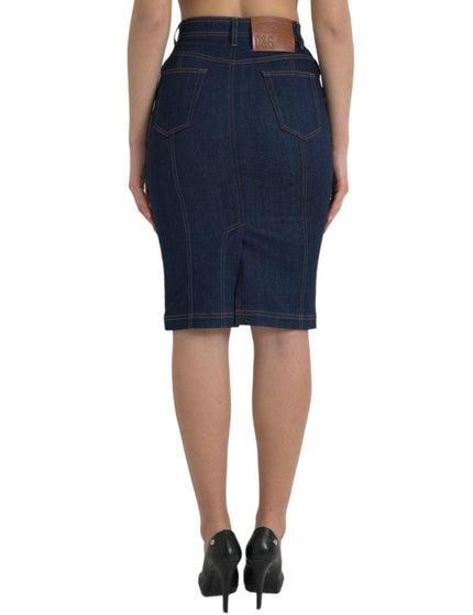 Dolce & Gabbana High-Waist Denim Knee Length Skirt - Ellie Belle