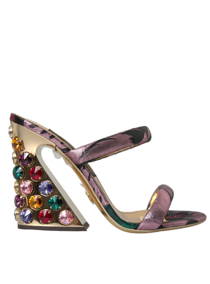 Dolce & Gabbana Jacquard Crystals Sandals - Ellie Belle