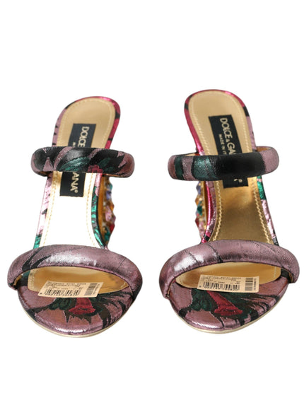 Dolce & Gabbana Jacquard Crystals Sandals - Ellie Belle
