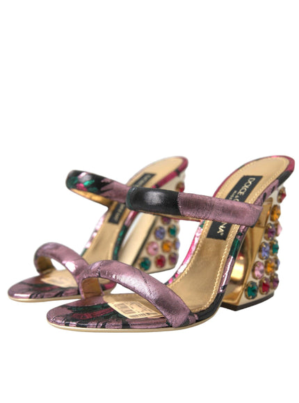 Dolce & Gabbana Jacquard Crystals Sandals - Ellie Belle