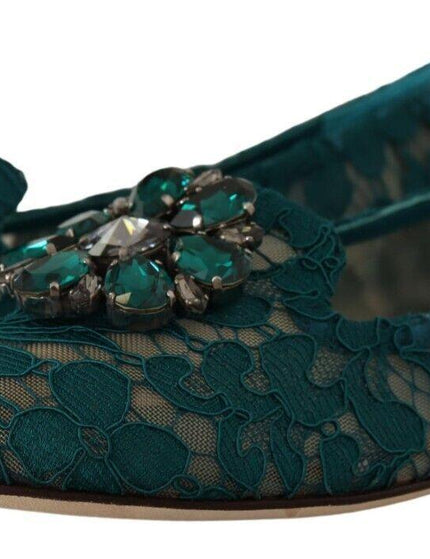 Dolce & Gabbana Lace Pattern Crystal Ballet Flats - Ellie Belle