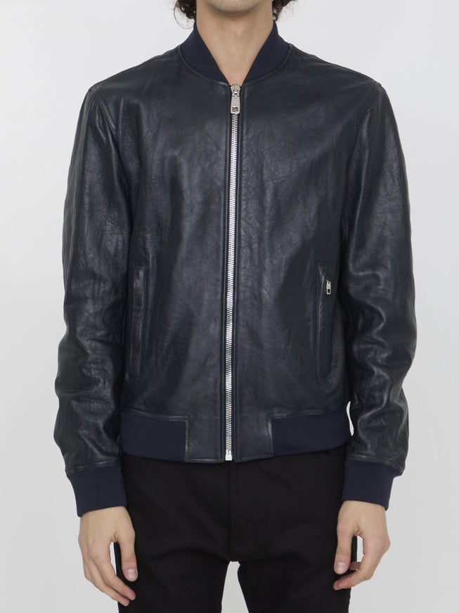 Dolce & Gabbana Leather Bomber Jacket - Ellie Belle