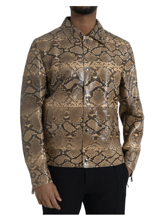 Dolce & Gabbana Leather Button Front Biker Jacket - Ellie Belle