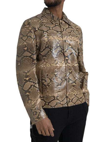 Dolce & Gabbana Leather Button Front Biker Jacket - Ellie Belle