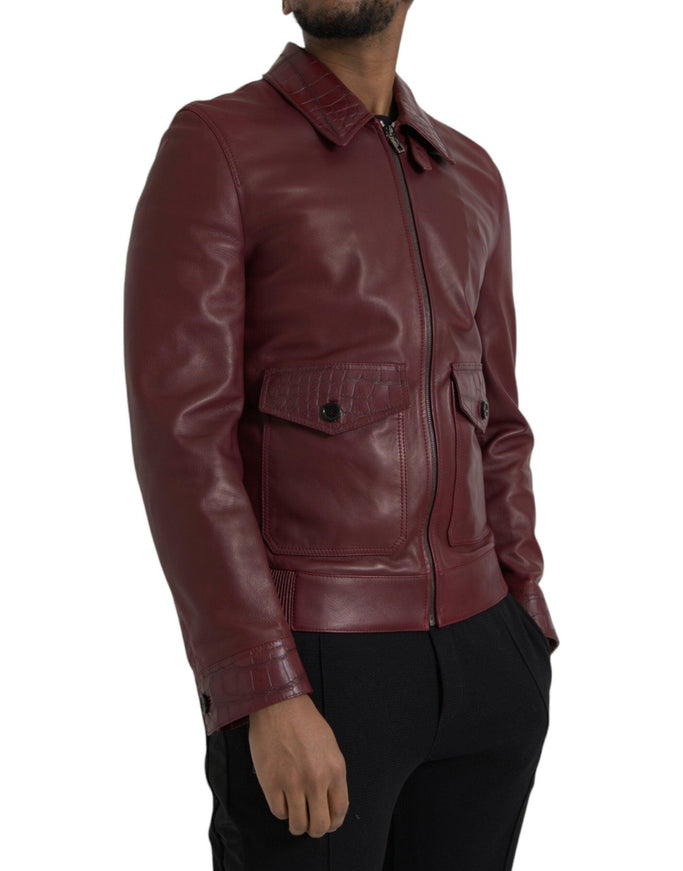 Dolce & Gabbana Leather Front Zip Biker Jacket - Ellie Belle