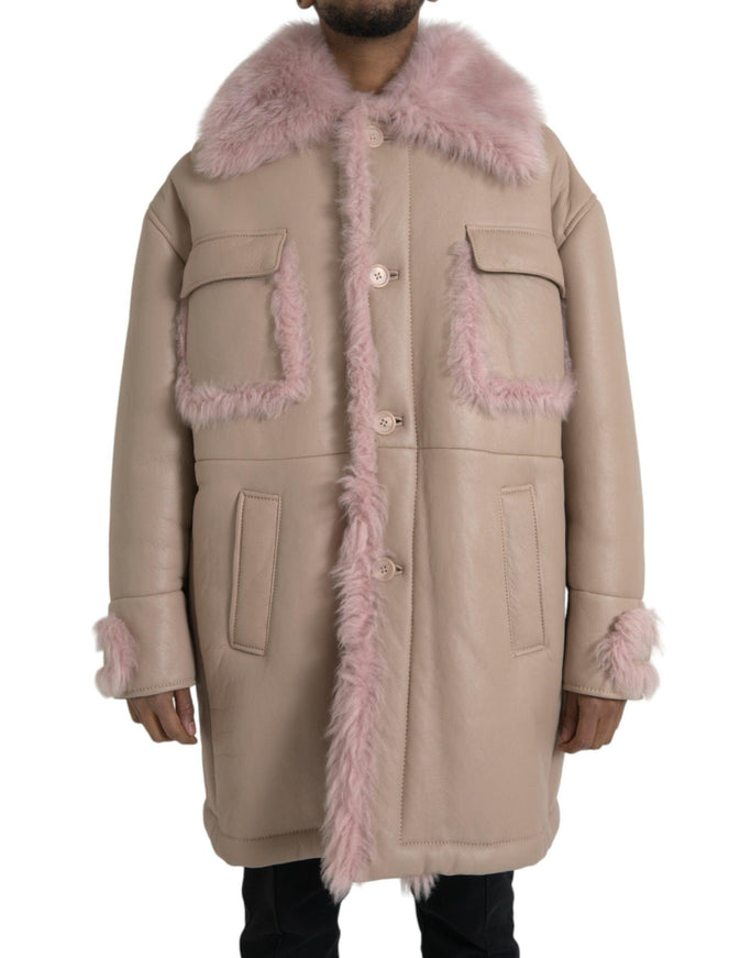 Dolce & Gabbana Leather Shearling Coat - Ellie Belle