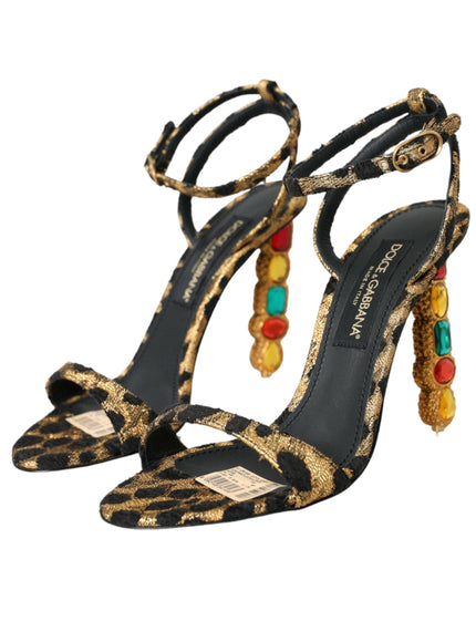 Dolce & Gabbana Leopard Crystals Sandals - Ellie Belle